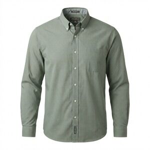 Eddie Bauer Mens Relaxed Fit Green Micro Check Button Down Shirt TXL Tall XL